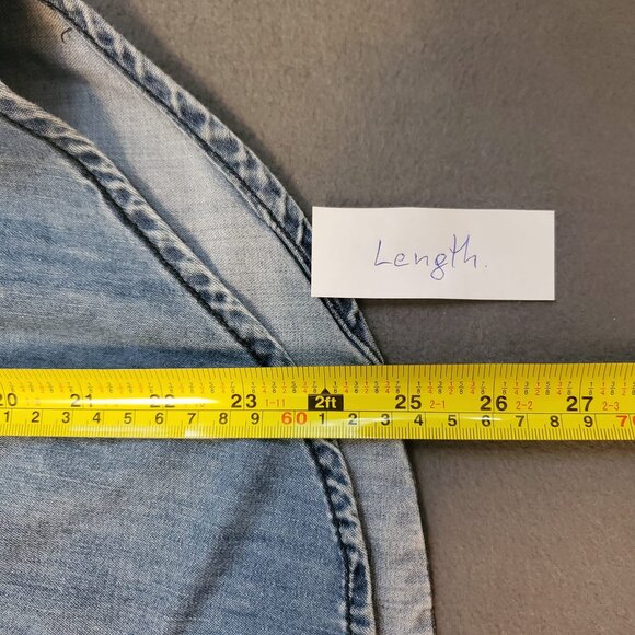 Joe Fresh Denim Button-Up Shirt Women Size S/P Light Blue Western Style - Picture 10 of 11